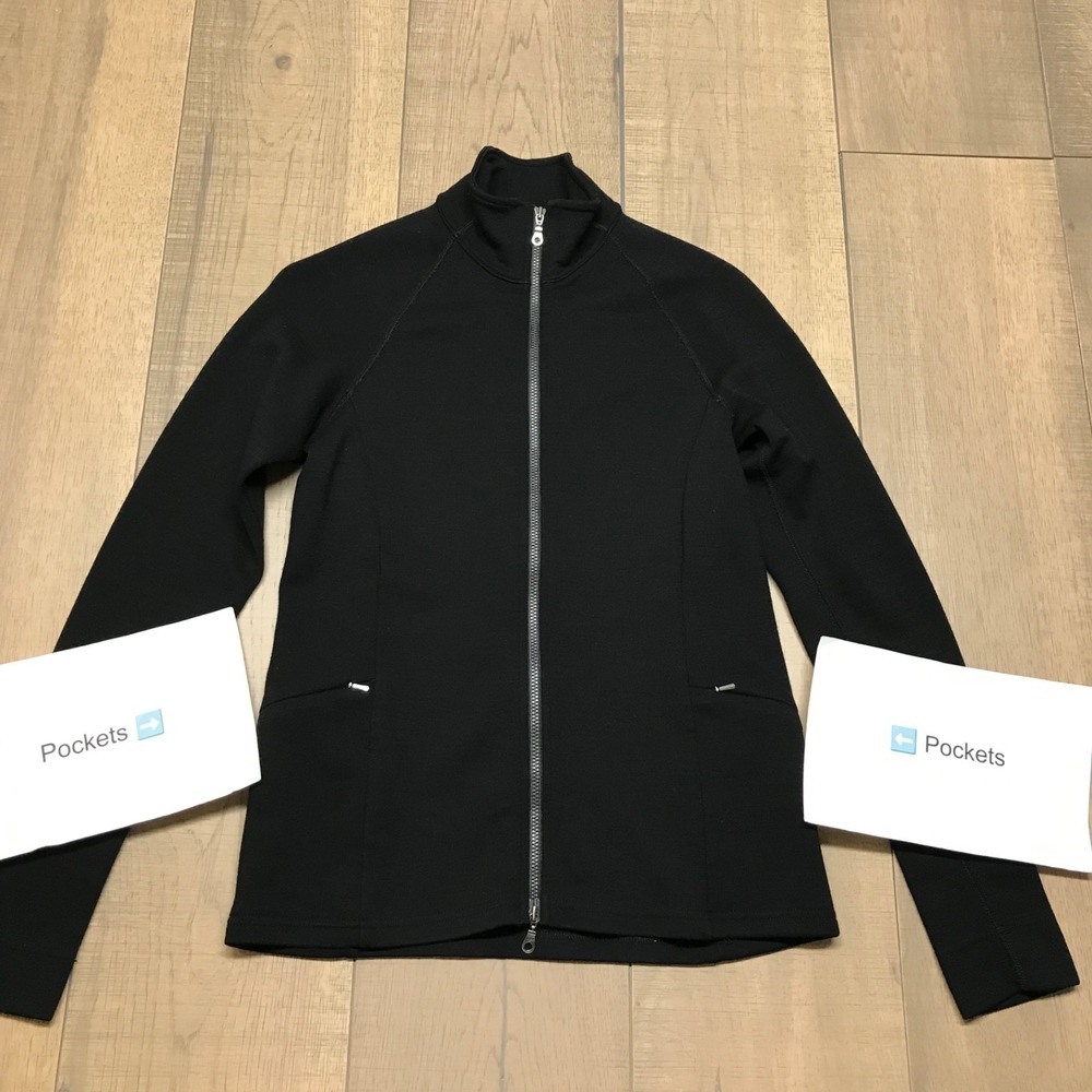 Ibex Shak Merino Wool Jacket Womens Size S Black Full Zip Outdoor Pockets Hiking - Picture 8 of 12